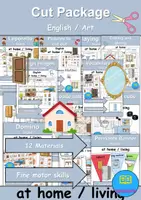 Vorschau - Arbeitsblätter - Materialpaket - Cut / Schneiden At home / Living / Furniture & Rooms - zu Hause / wohnen / Möbel & Räume - Englisch - Deckblatt