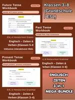 Vorschau - Arbeitsblätter - Englisch Zeiten Komplettpaket: Present, Past & Future Tenses (Klassen 3–8) – 3-in-1 Bundle - Deckblatt