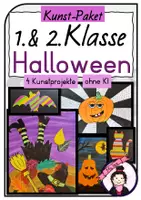 Vorschau - Stundenentwürfe - Kunst HALLOWEEN Grundschule | 4 Kunstprojekte 1. & 2. Klasse | Materialpaket - Deckblatt