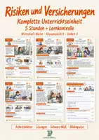 Vorschau - Stundenentwürfe - Risiken und Versicherungen komplett | 5 Stunden + Lernkontrolle | Wirtschaft-Recht Klasse 9 - Deckblatt