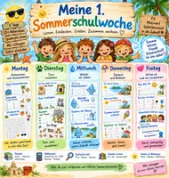 Vorschau - Arbeitsblätter - Meine 1. Sommerschulwoche | 5 Tage Materialpaket für die 3. Klasse | Deutsch, Mathematik, Sachunterricht & Soziales Lernen - Deckblatt