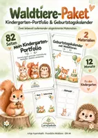 Vorschau - Poster - 🦉Waldtiere-Paket – Kindergarten-Portfolio & Geburtstagskalender | 82 Seiten - Deckblatt