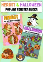 Vorschau - Mal- und Bastelvorlagen - Herbst & Halloween: Pop Art Fensterbilder (Kunst / Grundschule) - Deckblatt