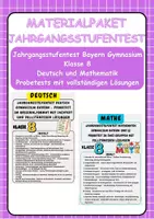 Vorschau - Arbeitsblätter - Materialpaket-Jahrgangsstufentest Bayern Gymnasium Klasse 8 Deutsch und Mathematik Probetests mit vollständigen Lösungen Klasse 8 - Deckblatt