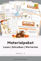 Vorschau - Arbeitsblätter - Materialpaket Herbst Deutsch | Komplettpaket Klasse 2–4 | Lesen, Schreiben, Wortarten & Grammatik | 12 Materialien - Deckblatt