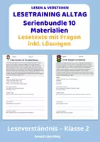 Vorschau - Stundenentwürfe - Lesetraining Alltag Materialpaket – Leseverständnis Klasse 2 | 10 Materialien mit Lösungen - Deckblatt