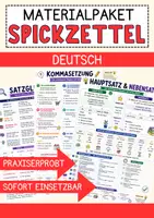 Vorschau - Merkblätter - Deutsch Materialpaket Spickzettel Merkblätter Grammatik - Deckblatt
