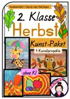 Vorschau - Stundenentwürfe - Kunst HERBST Grundschule | 4 Kunstprojekte für die 2. Klasse | Materialpaket - Deckblatt