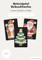 Vorschau - Mal- und Bastelvorlagen - Materialpaket Weihnachtsmotive (Basten mit Watte) | Weihnachtsmann, Tannenbaum, Nikolaus - Deckblatt