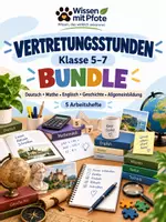 Vorschau - Arbeitsblätter - Materialpaket | 5 fertige Vertretungsstunden – Allgemeinwissen | Mini Bundle Klasse 5–7 - Deckblatt