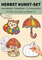 Vorschau - Mal- und Bastelvorlagen - Herbst Kunst Paket | Ausmalbilder | Prickelbilder | Fensterbilder | Herbstbasteln & Herbstdeko für Kita, Vorschule & Klasse 1–2 - Deckblatt