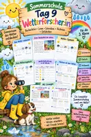 Vorschau - Arbeitsblätter - Sommerschule – Tag 9 | Wetterforscher:in | Wetter beobachten, lesen, schreiben & rechnen | Klasse 3 - Deckblatt