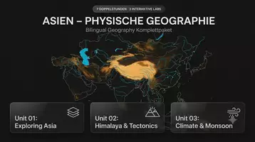 Vorschau - Stundenentwürfe - Asien – Physische Geographie | Bilingual Geography Komplettpaket | 7×90 Min. + 3 interaktive Labs - Deckblatt