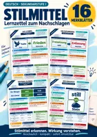 Vorschau - Merkblätter - Lernzettel Stilmittel | 16 Merkblätter zum Nachschlagen | Deutsch Klasse 7 bis 10 - Deckblatt