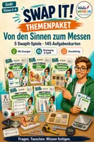 Vorschau - Spiele - NaWi Materialpaket „Von den Sinnen zum Messen“ – 5 Swap-it-Kartenspiele für Klasse 5/6 | Farbe & S/W - Deckblatt