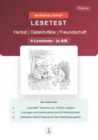 Vorschau - Test - Lesetest Klasse 3–4 | 6 Lesetests Herbst, Detektivfälle & Freundschaft | A/B + Word - Deckblatt