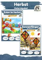 Vorschau - Mal- und Bastelvorlagen - Kunst Herbst Grundschule - Materialpaket | 2 Doppelstunden - Deko basteln Klasse 2, Klasse 3, Klasse 4 - Deckblatt