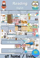 Vorschau - Arbeitsblätter - Materialpaket - Lesen / Reading - At home / Living / Furniture & Rooms - zu Hause / wohnen / Möbel & Räume - Englisch - Deckblatt