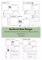 Vorschau - Arbeitsblätter - Steckbrief-Kiste Biologie – 5 Steckbriefvorlagen für Tiere, Insekten, Pflanzen, Pilze & Lebensräume | Unterstufe - Deckblatt