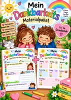 Vorschau - Arbeitsblätter - 🌈 Mein Dankbarkeits Materialpaket für die Grundschule 💖 - Deckblatt