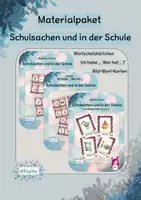 Vorschau - Spiele - Materialpaket Thema: Schulsachen und in der Schule - Deckblatt