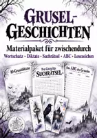 Vorschau - Arbeitsblätter - Gruselgeschichten – Materialpaket für zwischendurch | Diktate, Wortschatz, Suchrätsel & Lesezeichen - Deckblatt