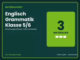 Vorschau - Arbeitsblätter - Englisch Grammatik Klasse 5/6 – Paket - Deckblatt