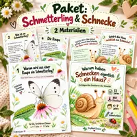 Vorschau - Arbeitsblätter - Naturwissen für Kinder – Schmetterlinge & Schnecken | Mitmachmaterial - Deckblatt