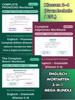 Vorschau - Arbeitsblätter - Wortarten Komplettpaket: Nouns, Adjectives & Pronouns (Klassen 2–4) – 3-in-1 Bundle - Deckblatt