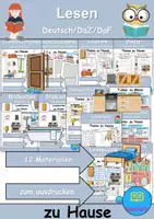 Vorschau - Arbeitsblätter - Materialpaket - Lesen zu Hause / wohnen / Möbel & Räume - DaZ/DaF / Deutsch / Sachunterricht - Deckblatt