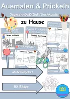 Vorschau - Mal- und Bastelvorlagen - Ausmalbilder & Prickelbilder PAKET - zu Hause / wohnen / Möbel & Räume - Grundschule - Bastelvorlagen - Deckblatt