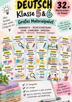 Vorschau - Arbeitsblätter - Materialpaket - Komplettpaket 32 Materialien zu Grammatik, Rechtschreibung, Lesen, Schreiben & Sprechen mit Lösungen Klasse 6 - Deckblatt