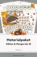 Vorschau - Arbeitsblätter - Materialpaket Mathe Herbst Klasse 1 | Zählen & Mengen bis 10 | Zahlen, Strichlisten & Mengenverständnis - Deckblatt