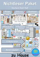 Vorschau - Arbeitsblätter - Materialpaket - Nichtleser - zu Hause / wohnen / Möbel & Räume - DaZ/DaF / Deutsch / Sachunterricht - Deckblatt