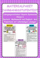 Vorschau - Arbeitsblätter - Materialpaket-Jahrgangsstufentest-Bayern Gymnasium Deutsch, Mathematik und Englisch: drei Probetests mit vollständigen Lösungen Klasse 6 - Deckblatt