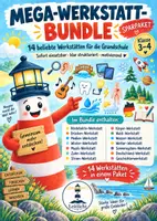 Vorschau - Unterrichtsreihen - Mega-Werkstatt-Bundle Klasse 3–4 | 14 Werkstätten für Sachunterricht, Deutsch & Musik - Deckblatt