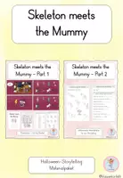 Vorschau - Arbeitsblätter - Skeleton meets the Mummy – Materialpaket | Halloween Storytelling Englisch - Deckblatt