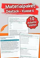 Vorschau - Arbeitsblätter - Materialpaket – Deutsch Klasse 6 – Arbeitsblätter - Deckblatt