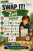Vorschau - Spiele - Swap-it Materialpaket: Zeit – 7 bewegte Kartenspiele für Sachunterricht 3/4 | 203 Fragekarten | Farbe & S/W - Deckblatt