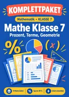 Vorschau - Arbeitsblätter - Mathe Klasse 7 Komplettpaket: Prozent, Terme, Geometrie - Deckblatt