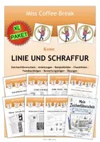 Vorschau - Stundenentwürfe - ZEICHNEN MIT LINIE UND SCHRAFFUR (XL Materialpaket Kunst 5. - 10. Klasse) - Deckblatt