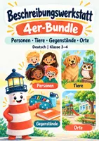 Vorschau - Arbeitsblätter - Beschreibungswerkstatt 4er-Bundle | Personen, Tiere, Gegenstände & Orte beschreiben | Klasse 3–4 - Deckblatt