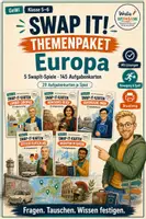 Vorschau - Spiele - SwapIt-Themenpaket "Europa" – 5 Spiele mit 145 Aufgabenkarten - Deckblatt