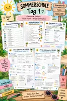 Vorschau - Arbeitsblätter - Sommerschule Tag 1 | Ferien, Kennenlernen & Mathematik | 4. Klasse | Deutsch & Mathe - Deckblatt
