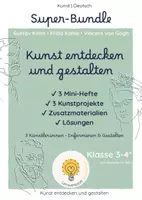 Vorschau - Unterrichtsreihen - Gustav Klimt, Frida Kahlo & Vincent van Gogh entdecken | 3 Mini-Hefte & 3 Kunstprojekte | Kunst & Deutsch Klasse 3–4 - Deckblatt