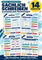 Vorschau - Merkblätter - Lernzettel Sachlich schreiben | 14 Merkblätter zum Nachschlagen | Deutsch Klasse 5 bis 9 - Deckblatt