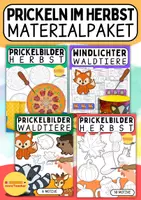 Vorschau - Mal- und Bastelvorlagen - 🍂 Prickeln im Herbst – Prickelpaket mit Waldtieren, Herbstmotiven, Mandalas & Windlichtern für Vorschule/Grundschule - Deckblatt