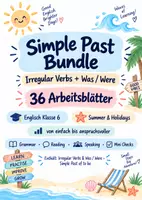 Vorschau - Arbeitsblätter - Simple Past Bundle Klasse 6 | 36 Arbeitsblätter zu Irregular Verbs & Was/Were | Reading, Speaking & Grammar | Summer & Holidays - Deckblatt