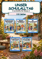 Vorschau - Arbeitsblätter - Unser Schulalltag: 5 Lesehefte und Schreibhefte mit Arbeitsblättern und Lösungen - Deckblatt