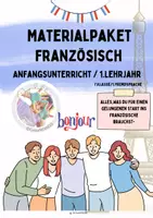 Vorschau - Stundenentwürfe - ✨NEU✨ 🇫🇷 Materialpaket Französisch ab dem 1. Lernjahr – Komplettpaket für den Anfangsunterricht | Klasse 7 | Arbeitsblätter, Übungsheft, Klassenarbeit & Grammatik mit Lösungen - Deckblatt